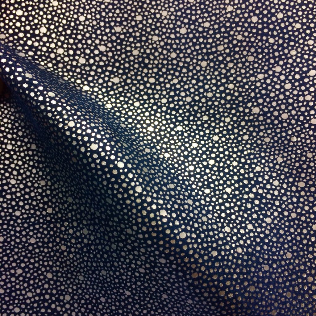 Stingray with Silver Dots on Navy Cow Suede - Rainbow Leather
