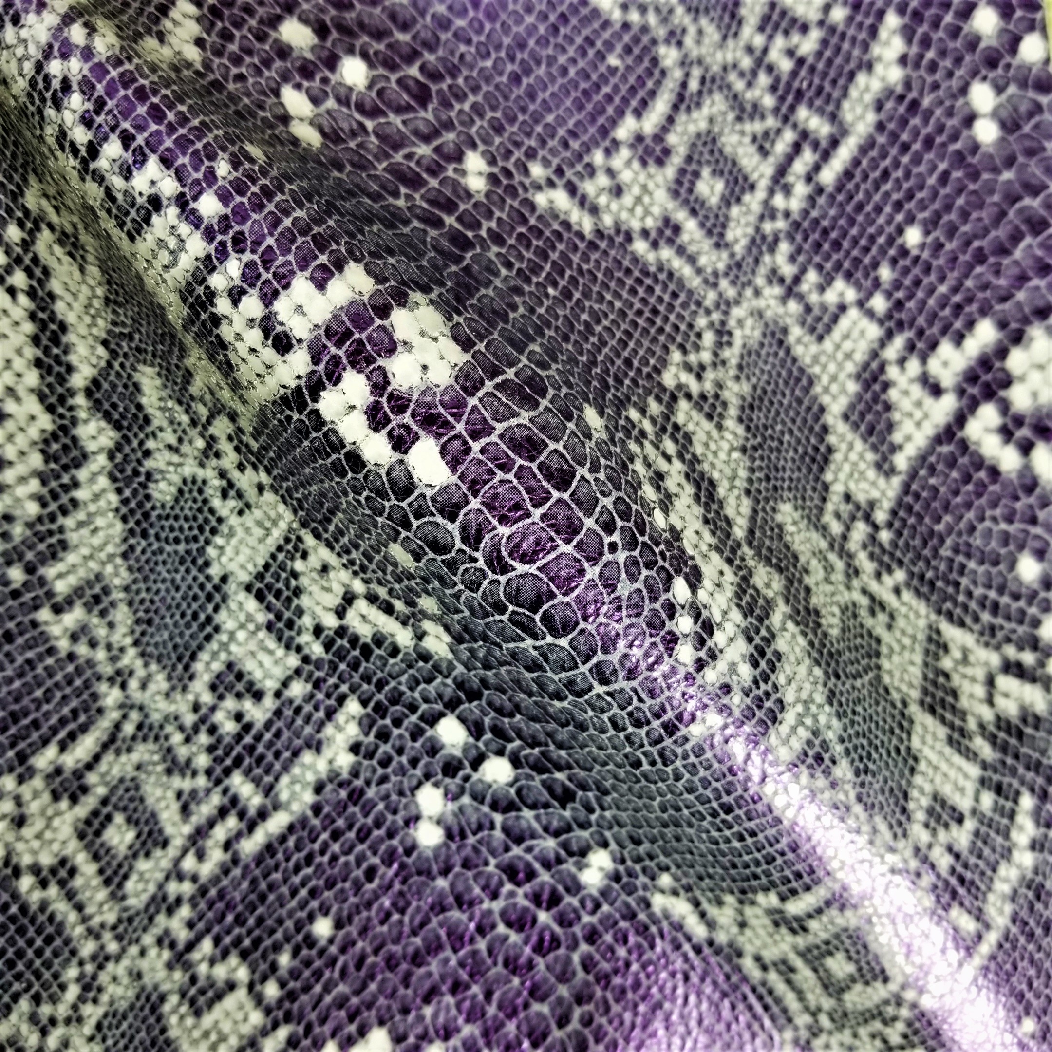 White Spotted Anaconda on Purple Background - Rainbow Leather
