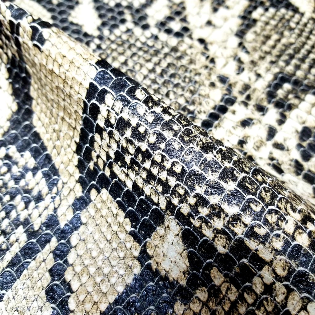 Black Python Cuts on Stone Soft Leather - Rainbow Leather
